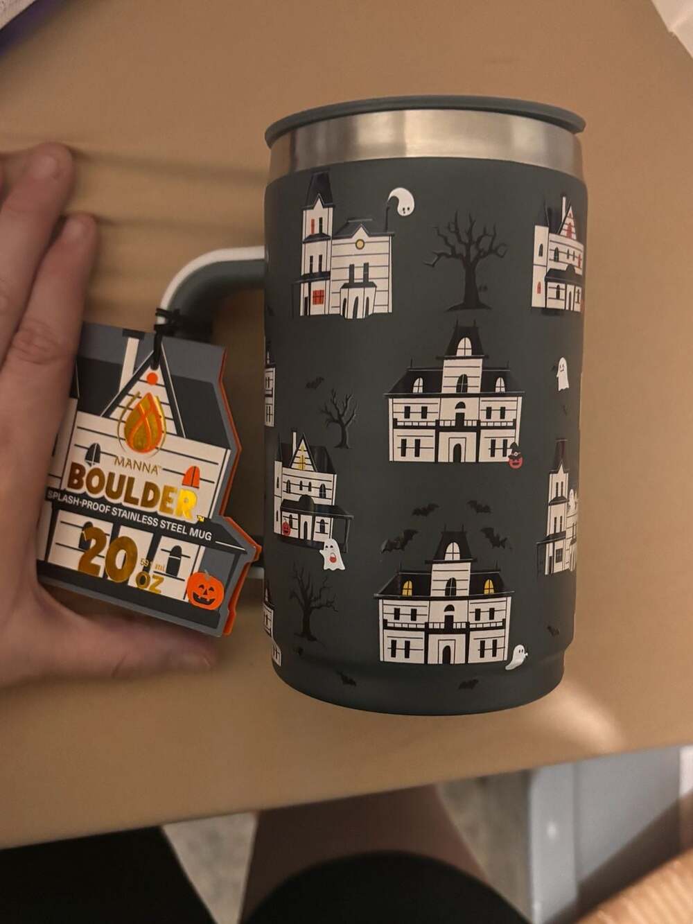 Manna Boulder Stainless Steel Mug Size 20 oz Haunted House Halloween